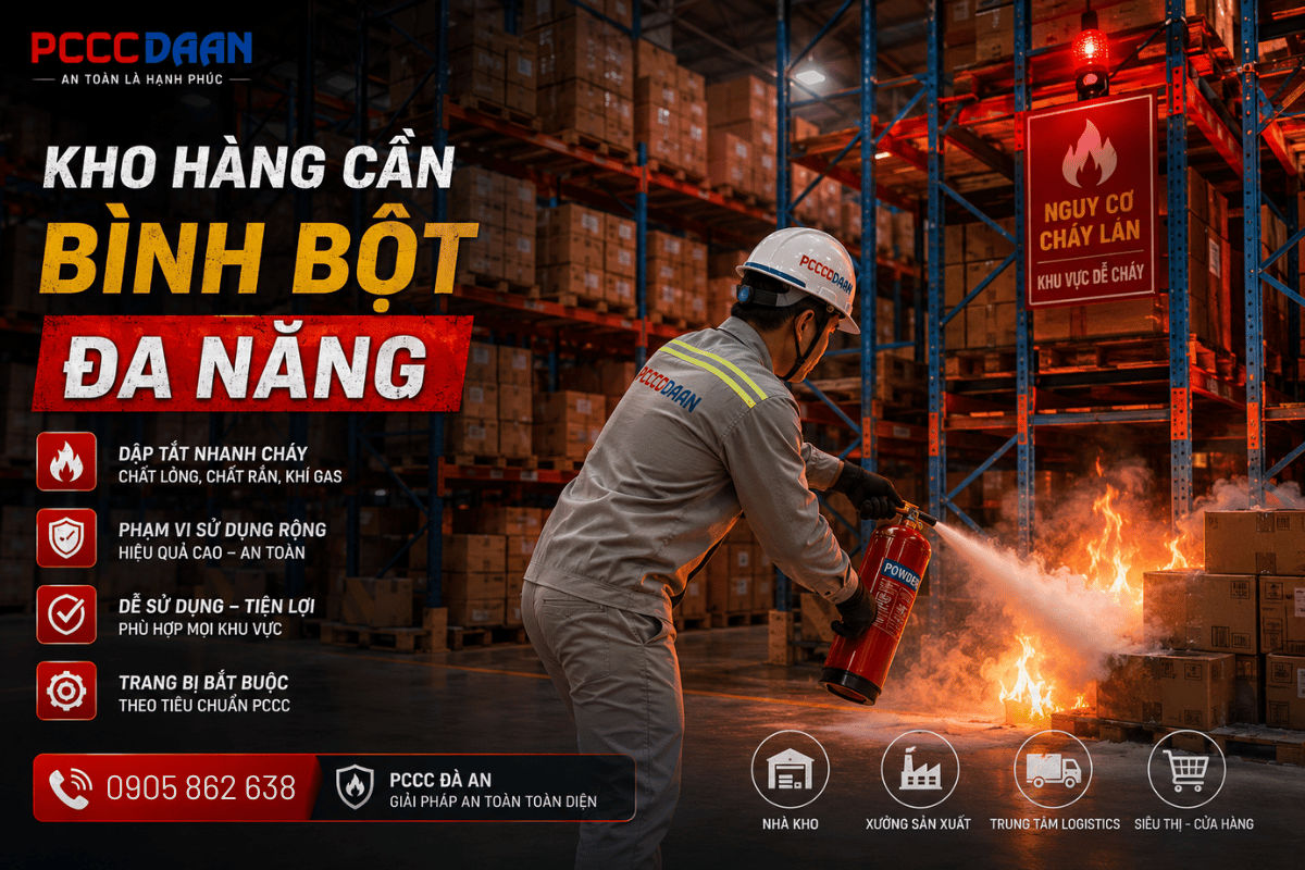 Chọn bình chữa cháy phù hợp cho nhà xưởng kho hàng