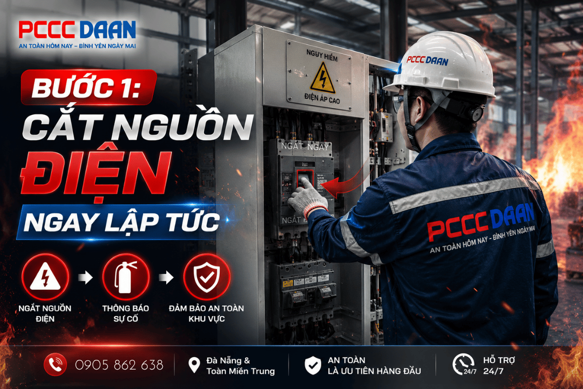 Xử Lý Sự Cố Cháy Điện Tại Đà Nẵng cắt nguồn điện