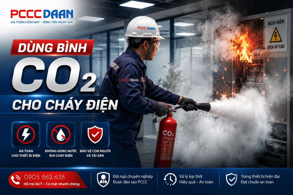 Xử Lý Sự Cố Cháy Điện Tại Đà Nẵng sử dụng bình CO2