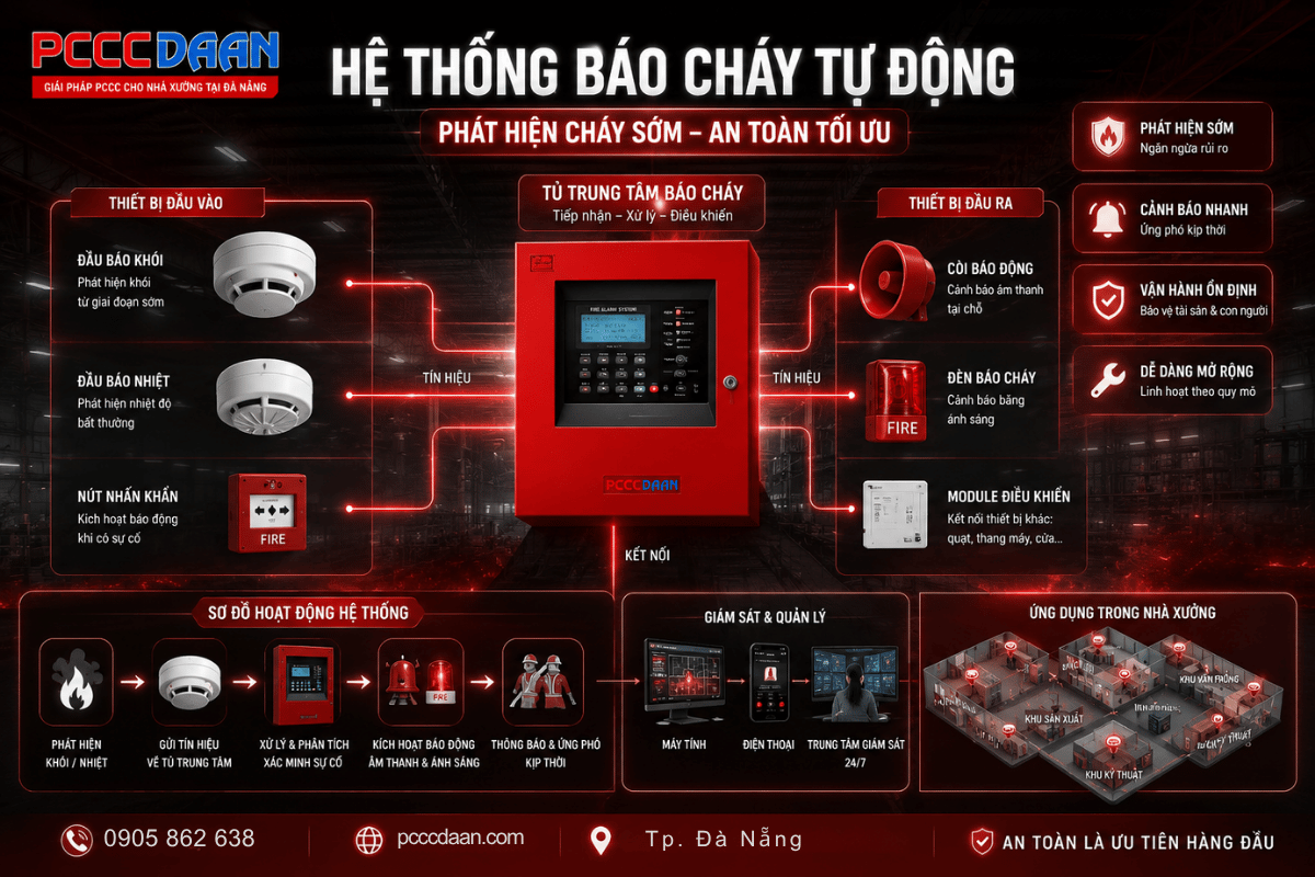Giải pháp PCCC cho nhà xưởng tại Đà Nẵng hệ thống báo cháy tự động