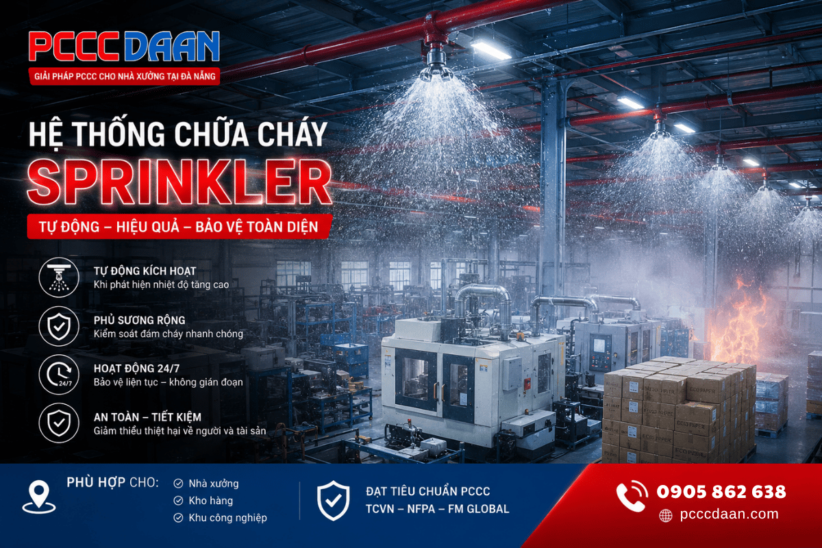 Giải pháp PCCC cho nhà xưởng tại Đà Nẵng hệ thống chữa cháy Sprinkler