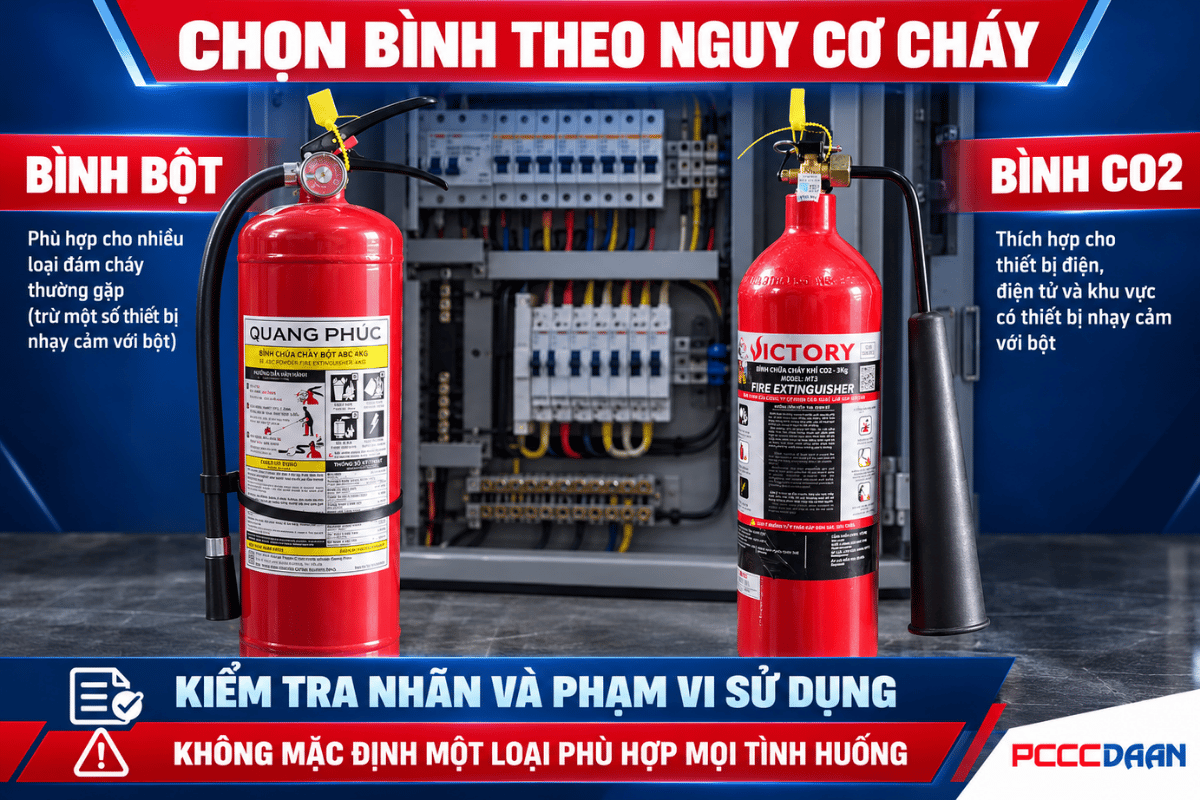 bình chữa cháy bột và CO2