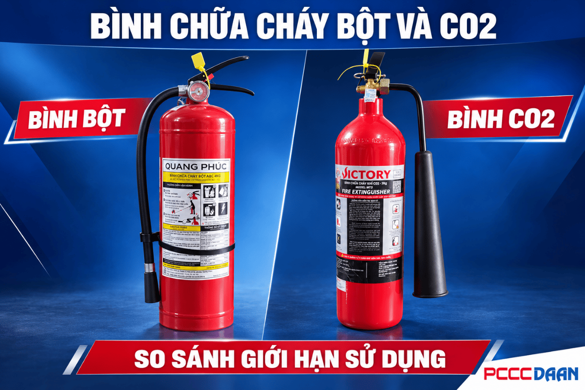 bình chữa cháy bột và CO2